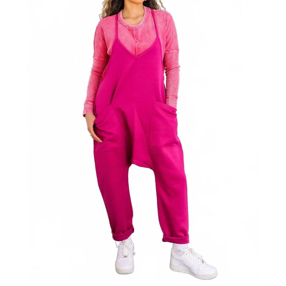 NEW SURELYMINE slouchy pocket jumpsuit in fuchsia